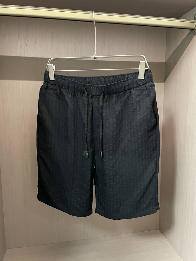Loewe Black textured shorts, elastic waist + drawstring design, comfortable and
