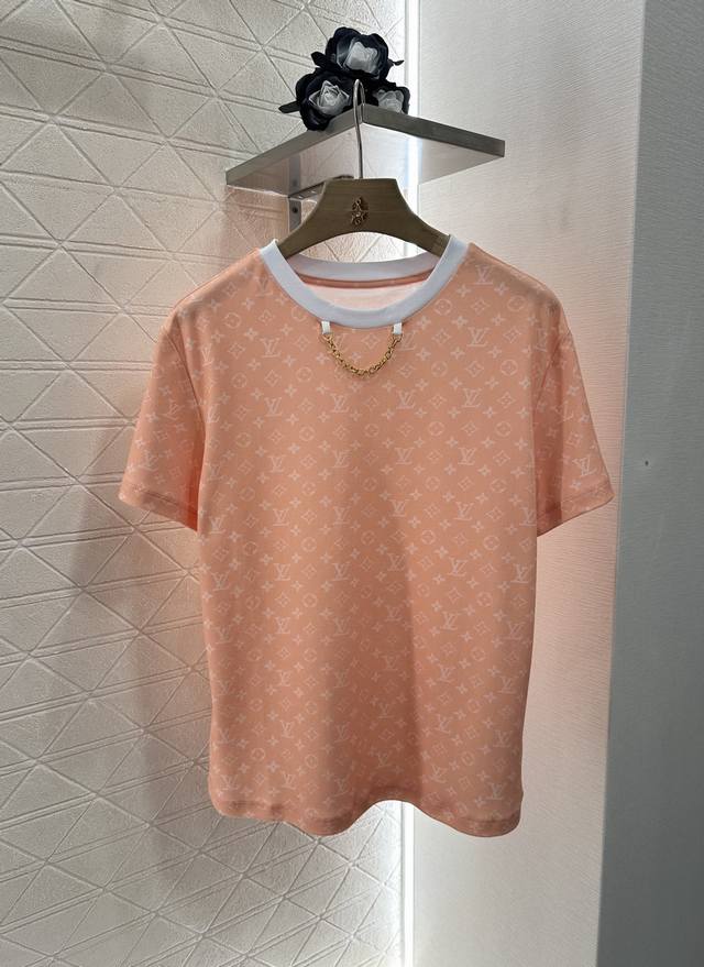 Louis Vuitto*2025 new arrivals round neck printed chain custom Yb twill cotton m