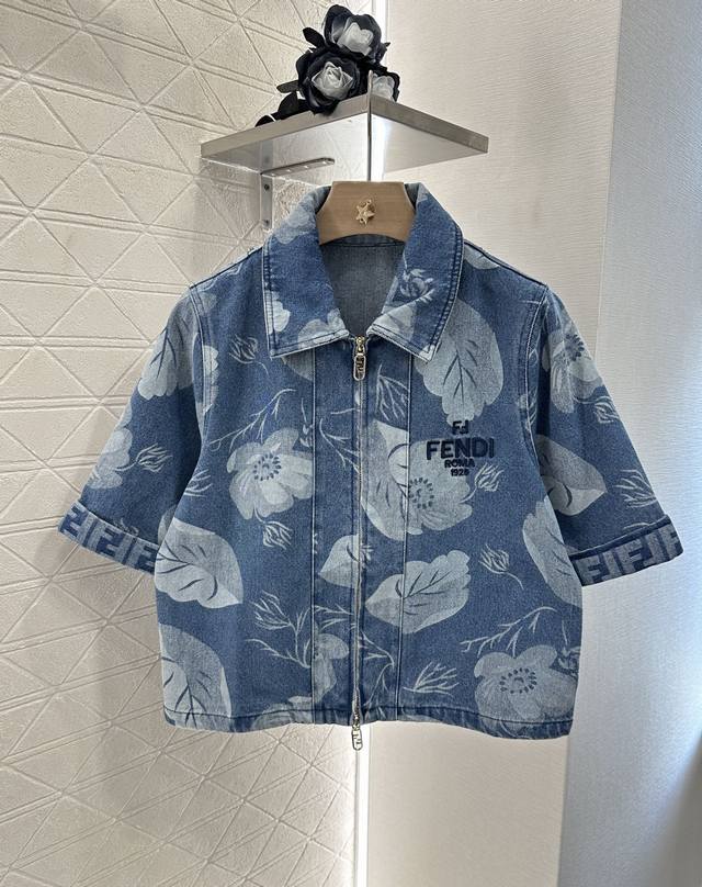 Fend*2025 New arrivals Laser denim jacket and shorts set Customized Yb twill cot