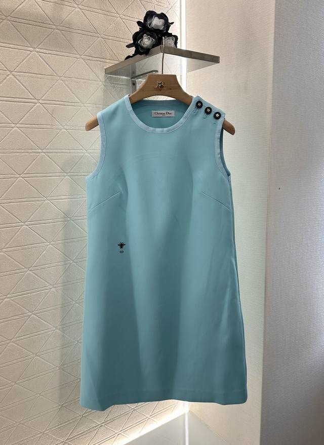 Dio*2025 New arrivals Water green shoulder button vest dress Customized Yb impor