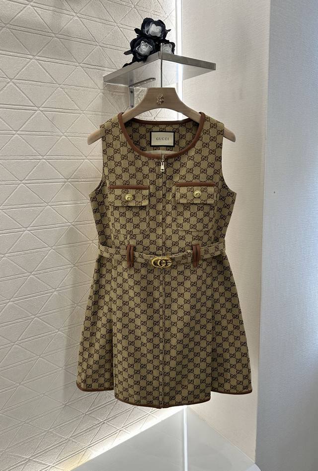 Gucc*2025 New arrivals jacquard waistband vest dress Customized Yb imported jacq