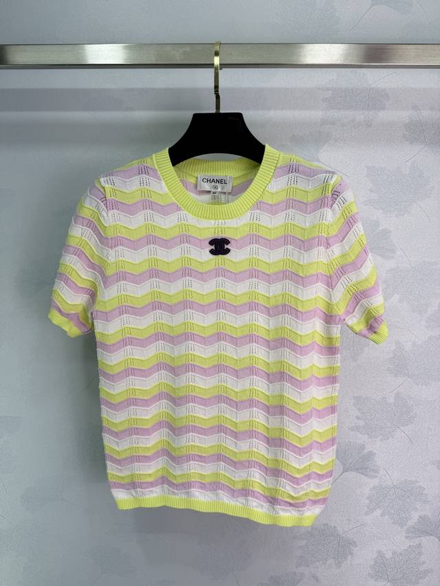 Chane* 2025 Spring and Summer latest series! Wave stripes knitted short sleeves!