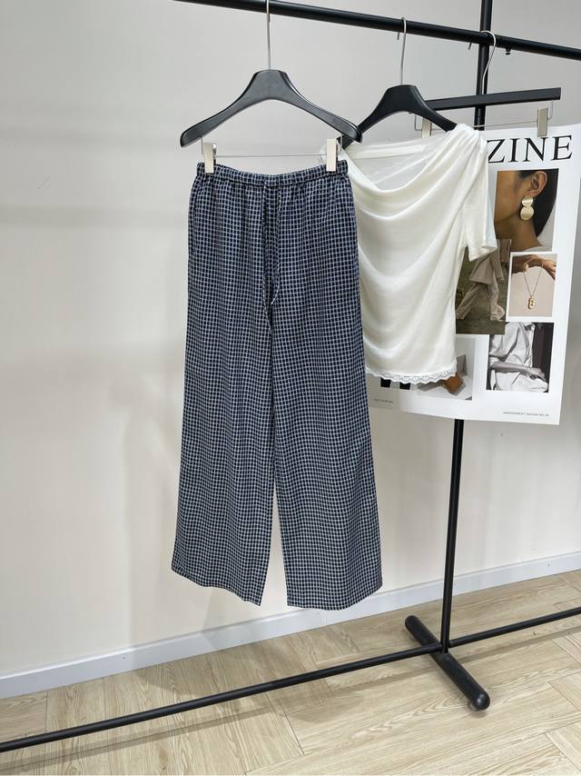 Navy blue waffle cotton casual trousers ., Fabric: Cotton Color: Navy blue The