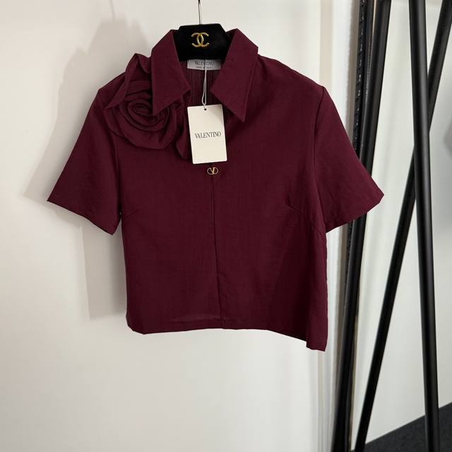 Style No. 20254096 Valentin* new 3D flower decoration short-sleeved linen shirt