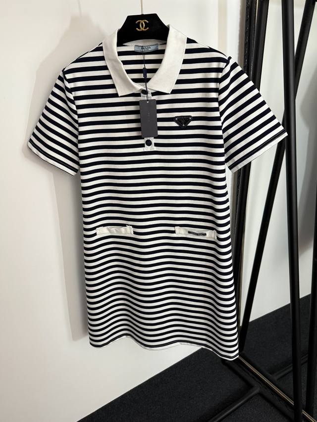 Style No. 20254081 Prad* new logo triangle logo polo collar striped short sleev