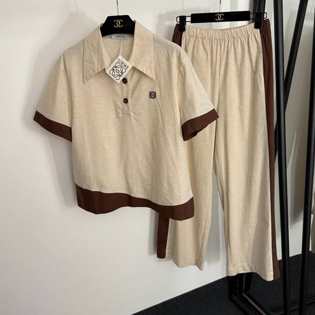 Style No. 20254079 Loew* new linen suit, simple logo embroidery color-blocked s