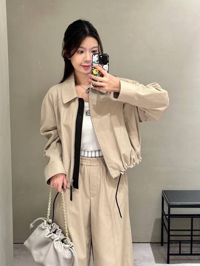 Loew* 25Ss Early Spring New Lapel Zipper Short Drawstring Jacket | Exclusive Yb