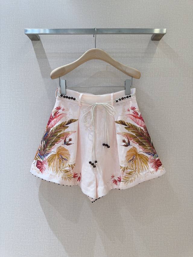 Zimmerman*N New shorts with pleated details Palm tree floral shorts in cream Mad