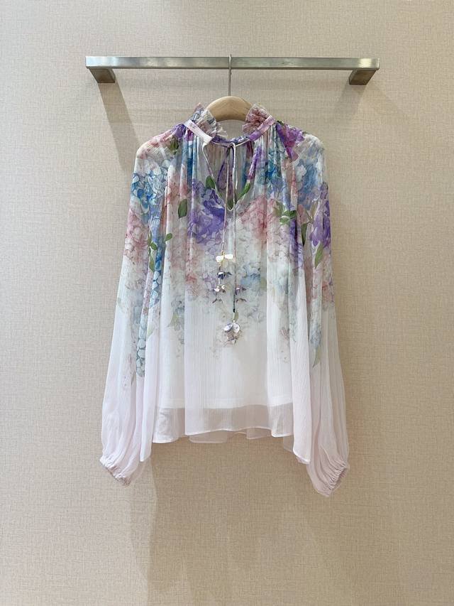 Zimmerma*N*N New Lantern Sleeve Shirt... This multi-color hydrangea pattern lant