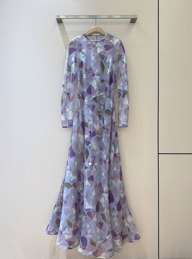 Z*I*M New Recommendation Round neck long-sleeved dress, the latest floral print
