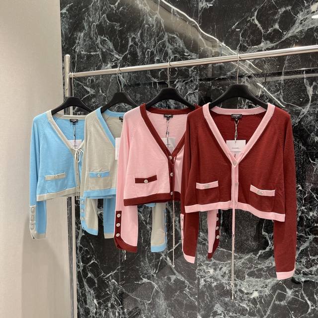 Xiaoxiang 25 Early Autumn new style lace-up contrast color short cardigan with