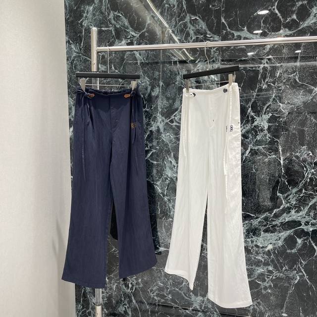 Loewe 25 Early Autumn new style drawstring wide-leg trousers Symmetrical waist w