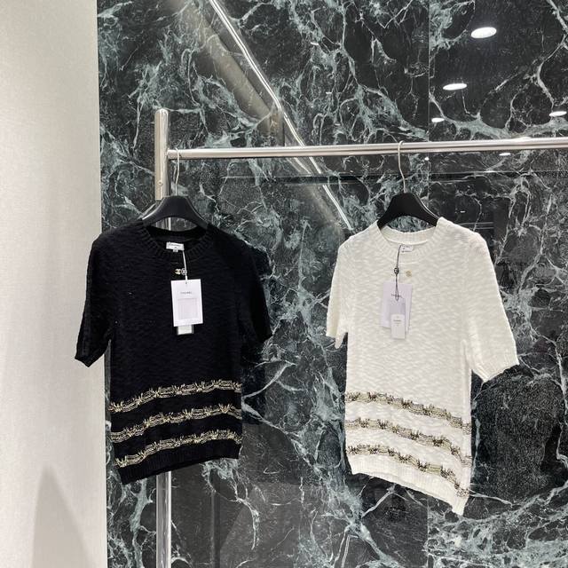 Xiaoxiang 25 Early Autumn new style gold thread embroidery hem knitted short sl