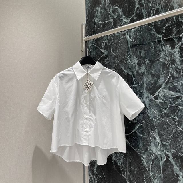 Loewe 25 early autumn new irregular short-sleeved shirt with embroidered letter