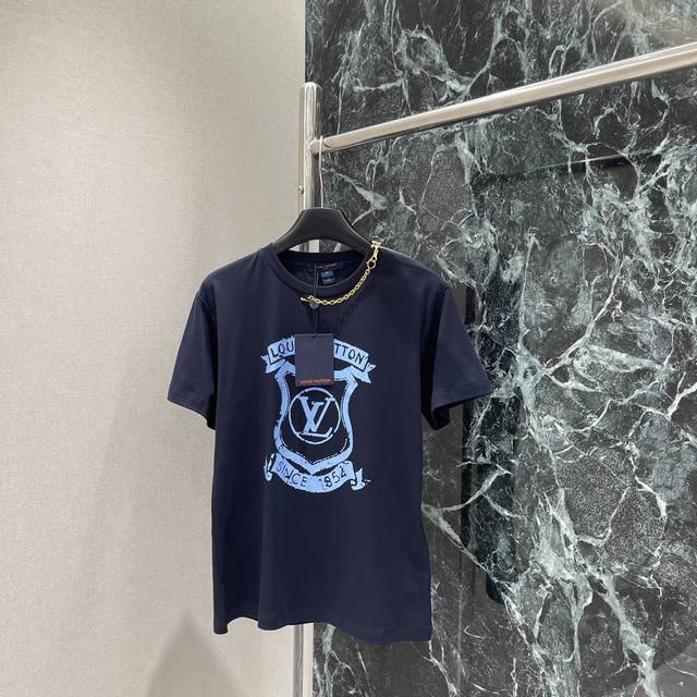 Louis 25 Early Autumn new printed chain T-shirt with retro old-fashioned letter