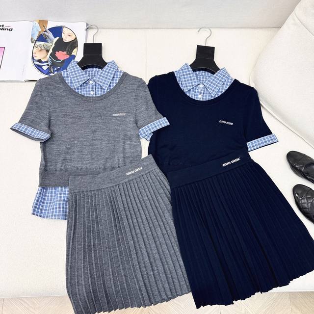Exclusive Miu 25Ss Early Autumn latest age-reducing knitted suit Age-reducing f