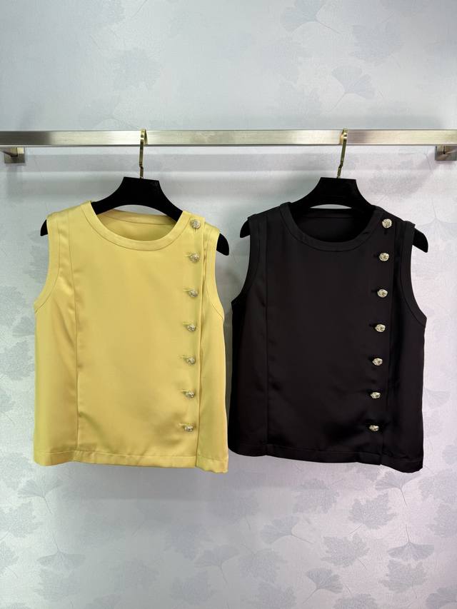 Chane*2025 New Arrivals Sleeveless Button Top Customized Yb Imported Silk Acetat