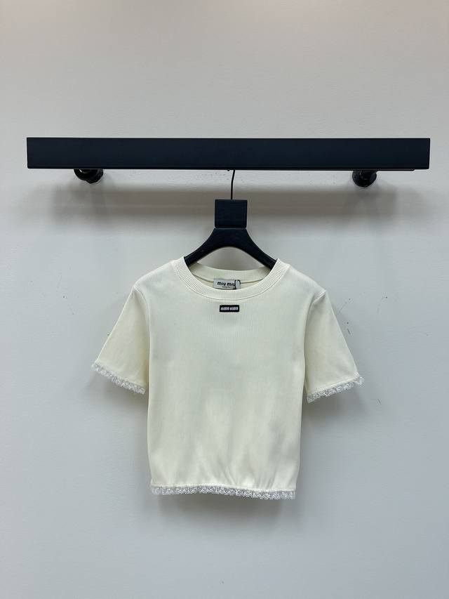 Miumi*25 New lace short sleeves! Customized yarn weaving texture, comfortable el