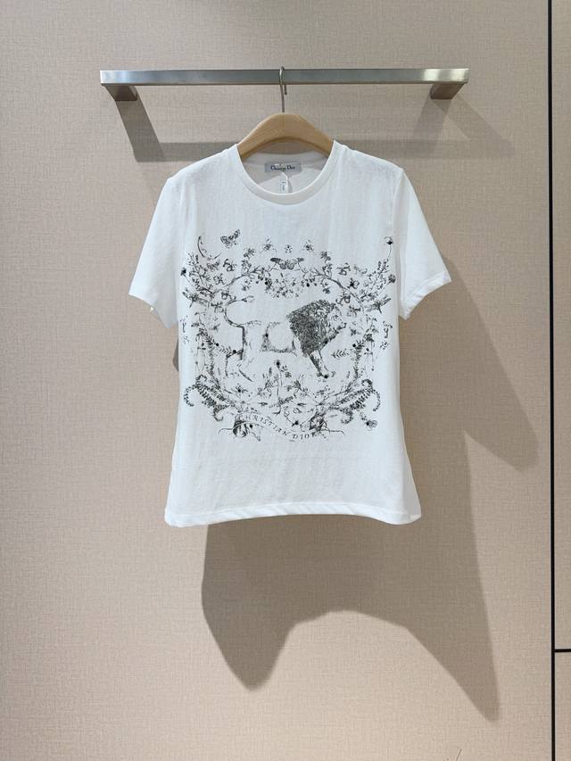Dio*R Animal print versatile T-shirt Printed round neck Tee, using the animal na