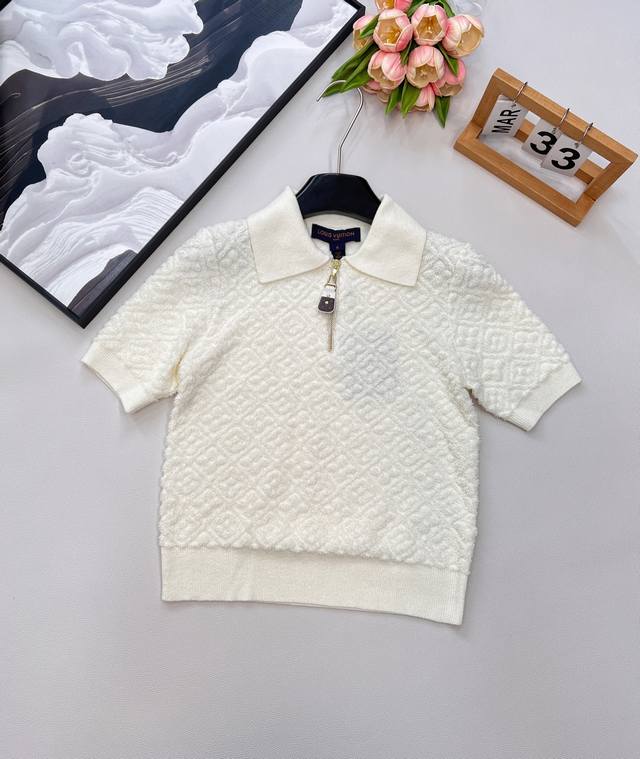 Louis Vuitton2025 new lapel jacquard knitted Polo shirt. Customized Yb cotton wo