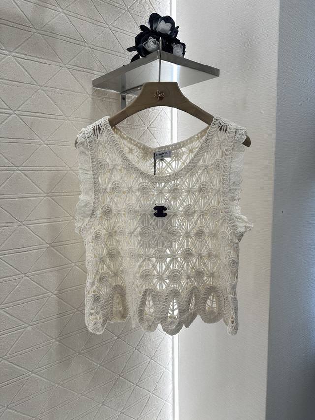Chane*2025 New arrivals Lace hollow knitted vest Customized Yb cotton yarn weavi