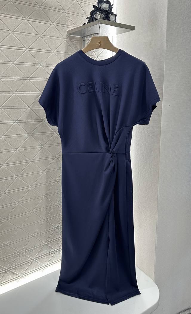Celin*2025 New arrivals Pleated short-sleeved dress Customized Yb twill cotton m