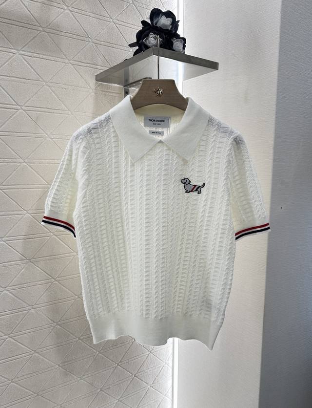 Thom Brown*2025 New arrivals Lapel knitted short sleeves Custom Yb wool yarn wea