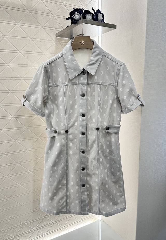 Herme*2025 New arrivals Printed denim dress Customized Yb twill cotton denim mat