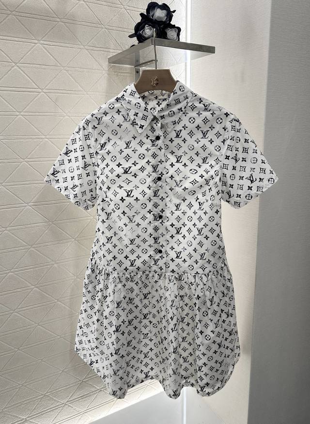 Louis Vuitto*2025 new arrivals printed short-sleeved dress Customized Yb twill c