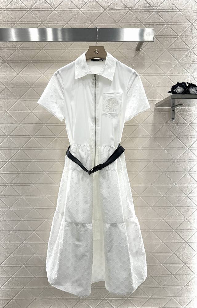 Louis Vuitto*2025 new arrivals jacquard belt short-sleeved dress Customized Yb i