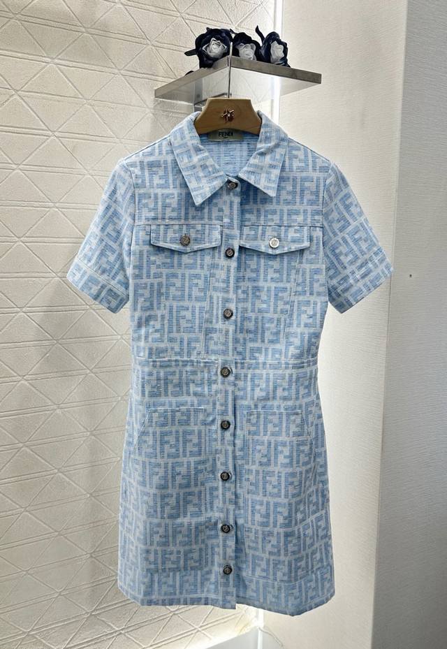 Fend*2025 New arrivals jacquard short-sleeved dress Customized Yb jacquard cotto