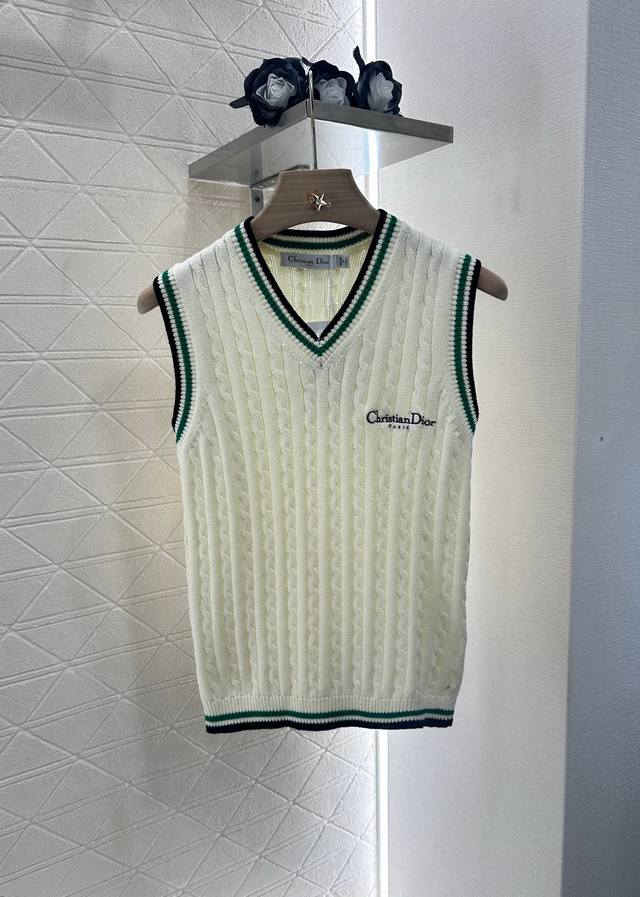 Dio* 2025 New arrivals Cable knitted striped pullover vest Customized Yb silk wo