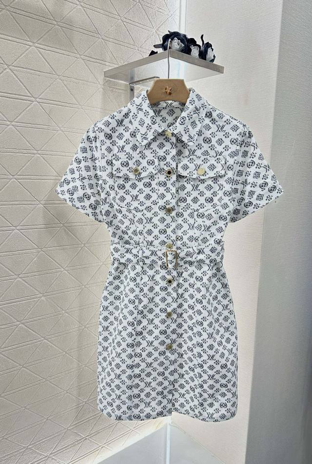 Louis Vuitto*2025 New arrivals Printed belt denim dress Customized Yb twill deni