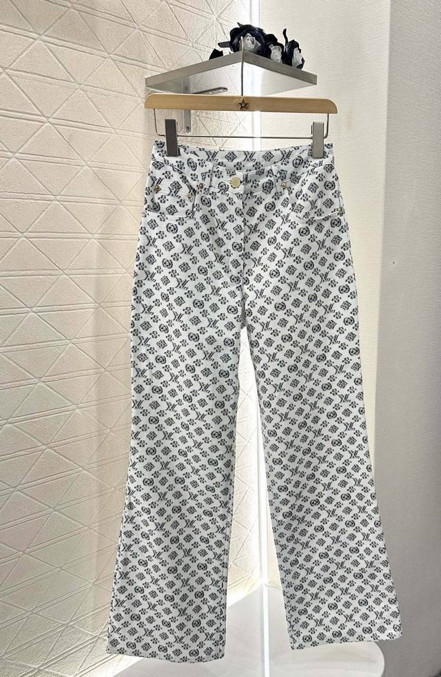 Louis Vuitto*2025 new arrivals printed denim trousers Customized Yb twill denim