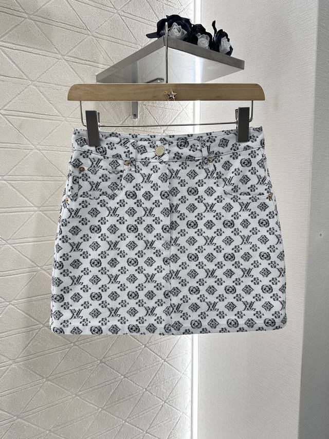Louis Vuitto*2025 New arrivals Printed denim skirt Customized Yb twill denim mat