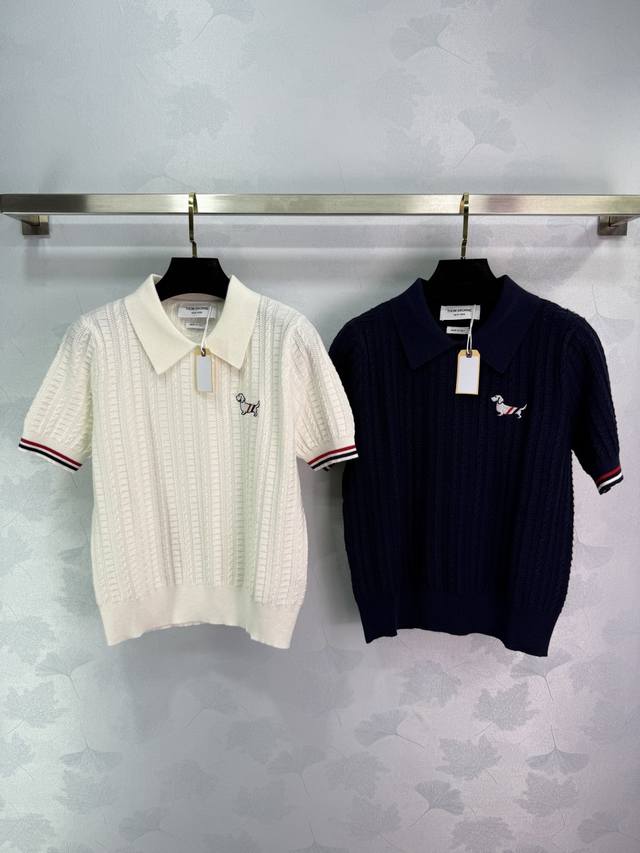 Tb*2025 Spring/Summer new knitted short-sleeved Polo shirt, with puppy embroider