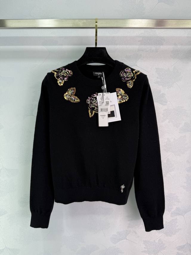 Ch *25A High-end handmade series of high-end camellia round neck sweaters, Yb cu