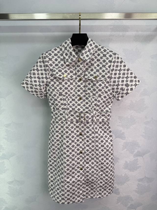 Louis Vuitto*2025 New arrivals Printed belt denim dress Customized Yb twill deni