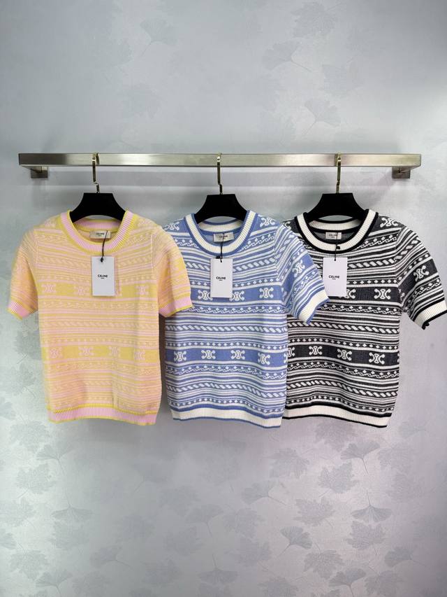 Ce*2025 Summer latest series knitted short-sleeved tops Arc de Triomphe full pri