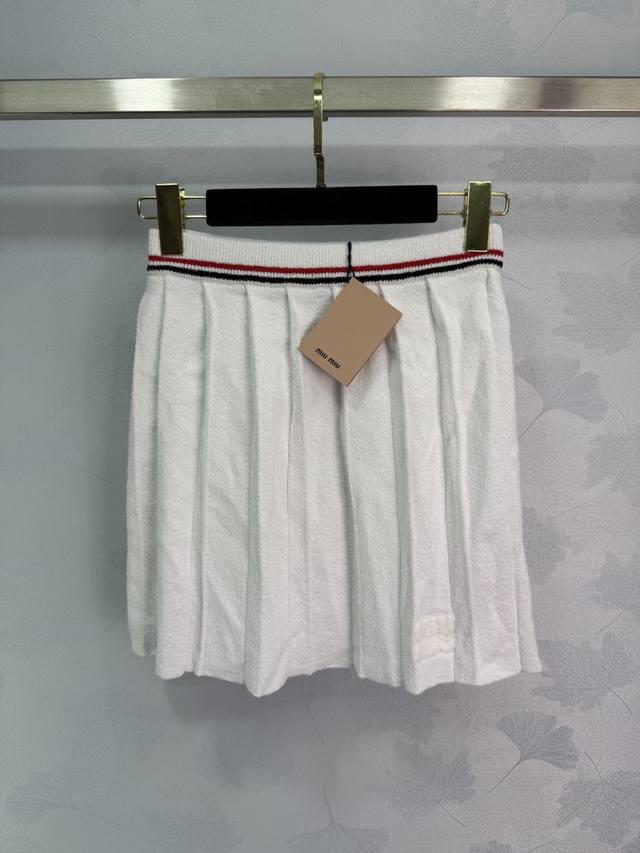 Miumi*2025 New arrival Pleated mini skirt Customized Yb cotton yarn woven textur