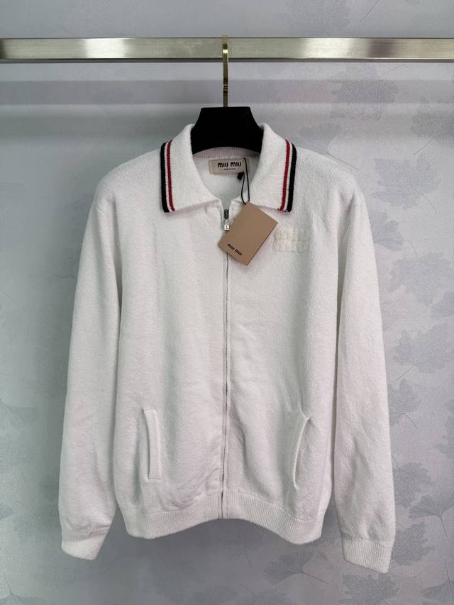 Miumi*2025 New Arrivals Zippered knitted cardigan Customized Yb cotton yarn wove