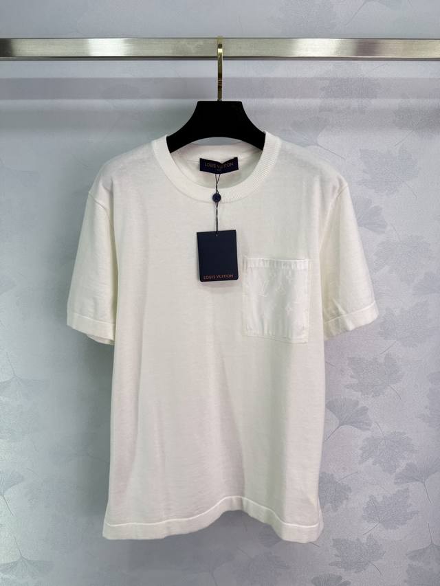 Lou *25Ss New round neck knitted short-sleeved top made of pure cotton knitted f