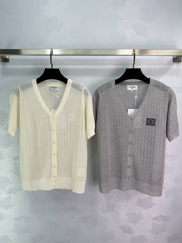 Chane*2025 New arrivals Loose V-neck knitted short sleeves Customized Yb silk an