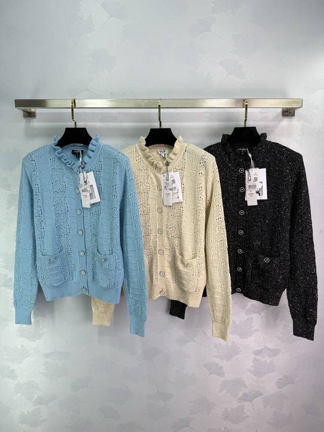 Chane*2025 New Arrivals Lace Hollow Knit Cardigan Customized Yb Cashmere Yarn We