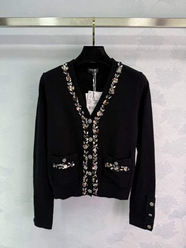 Chane*2025 New arrivals Beaded flower knitted cardigan Customized Yb silk wool y