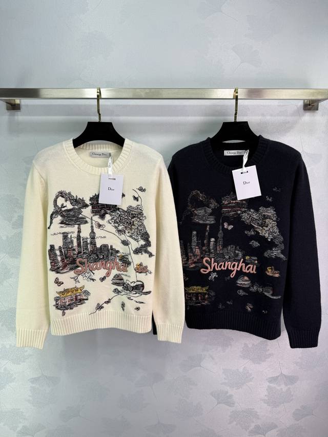 Dio*2025 Early Autumn latest series! Cityscape embroidered pullover sweater! Cus