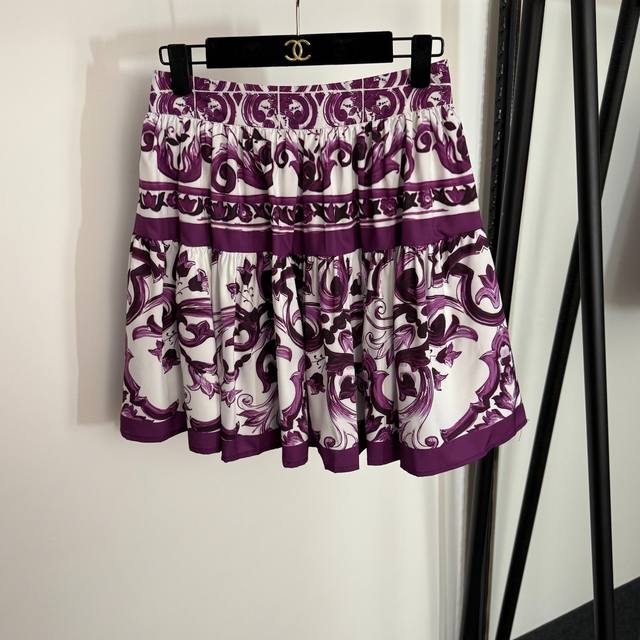 Style No. 20254039 Dg* New retro floral print short skirt, purple, S-Xl, M size
