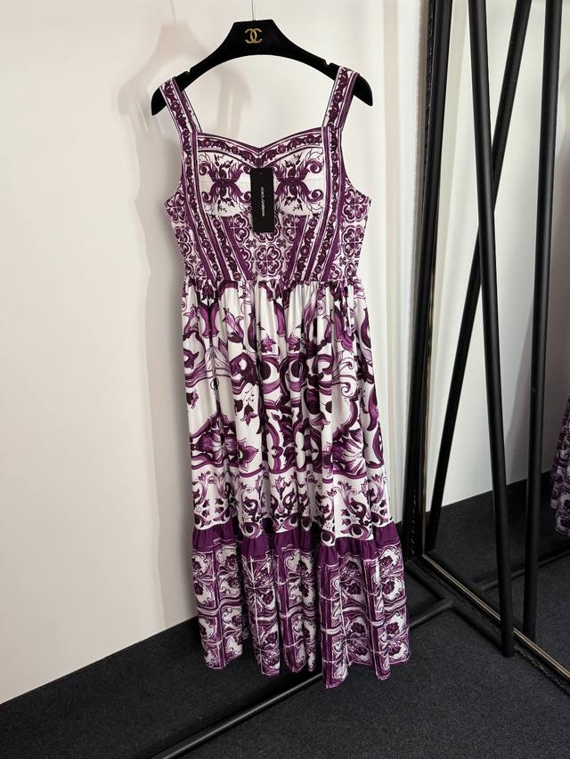 Style No. 20254014 Dg* New retro floral print tube top suspender dress, purple,