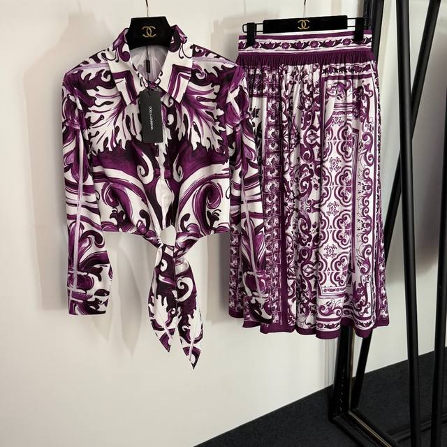 Style No. 20254067 Dg* New style suit, retro pattern print tied waist short lon