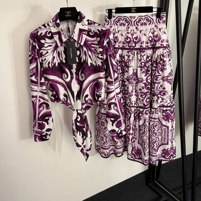 Style No. 20254058 Dg* New style suit, retro pattern print tie waist short long